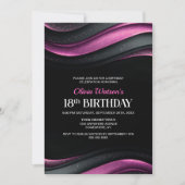 Invitation Modern Black and Pink 18th Birthday Party (Devant)