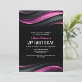 Invitation Modern Black and Pink 21st Birthday Party (Debout devant)