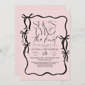 Invitation Modern Black and Pink Bow Bridal Shower (Devant / Derrière)