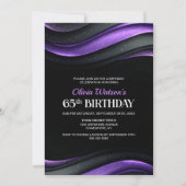 Invitation Modern Black and Purple 65th Birthday Party (Devant)