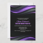 Invitation Modern Black and Purple Any Age Birthday Party (Devant)