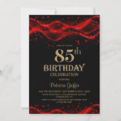 Invitation Modern Black and Red 85th Birthday Party (Devant)