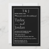 Invitation Modern Black and White Floral Minimalist Dark Chic (Devant)