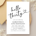Invitation Modern Black and White Hello 30th Birthday Party<br><div class="desc">Celebrate your big 3-0 with our Modern Elegant Black and White Hello 30th Birthday Party Invitation! Featuring a striking combination of bold black and crisp white, this stylish invitation exudes sophistication and energy. Sleek typography and contemporary design elements make it the perfect way to announce your milestone celebration. Personalize it...</div>