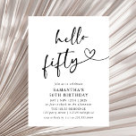 Invitation Modern Black and White Hello Fifty Birthday Party<br><div class="desc">Celebrate turning fifty in timeless style with this modern black and white “Hello Fifty” birthday invitation. Featuring clean typography and a sleek minimalist design,  it’s perfect for elegant milestone celebrations,  whether you’re hosting a classy dinner,  cocktail night,  or modern birthday party.</div>