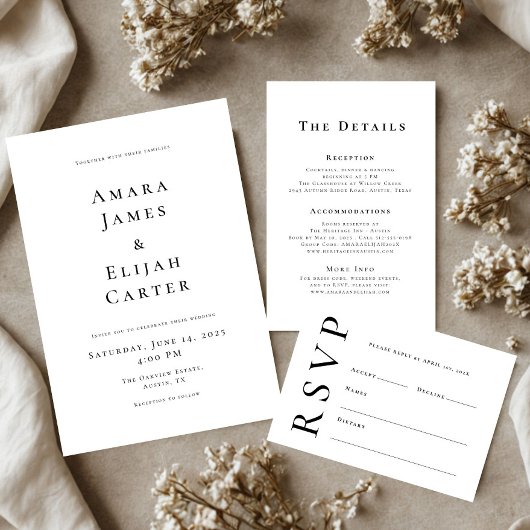 Invitation Modern Black and White Minimal Wedding