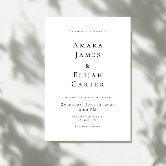 Invitation Modern Black and White Minimal Wedding