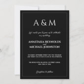 Invitation Modern black and white minimalist wedding (Devant)