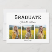 Invitation Modern Black and White Photo Graduation (Devant)