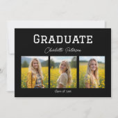 Invitation Modern Black and White Photo Graduation  (Devant)