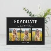 Invitation Modern Black and White Photo Graduation  (Debout devant)