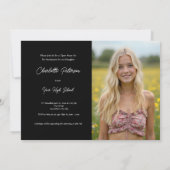 Invitation Modern Black and White Photo Graduation  (Dos)