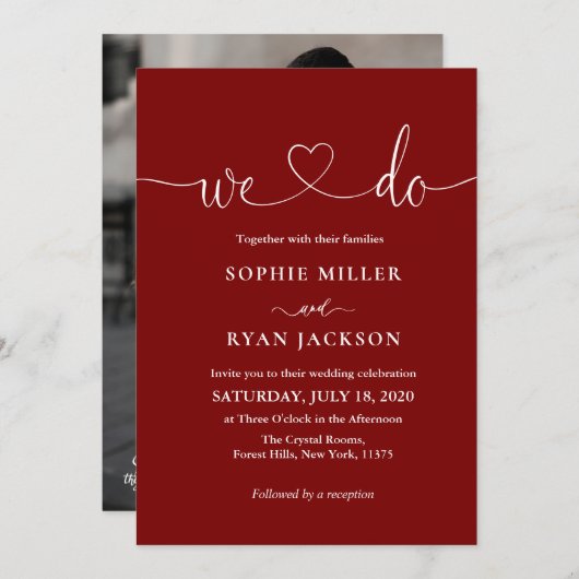 Invitation Modern black and white Photo Wedding (Devant / Derrière)