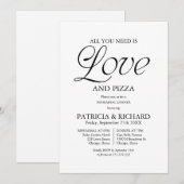 Invitation Modern Black and White Pizza Wedding Rehearsal (Devant / Derrière)