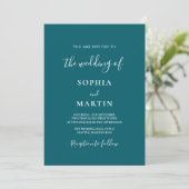 Invitation Modern Black and White Script Photo Wedding  (Debout devant)