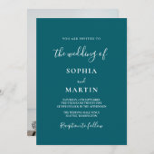 Invitation Modern Black and White Script Photo Wedding  (Devant / Derrière)