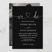 Invitation Modern Black and White We Do Script Wedding  (Devant / Derrière)