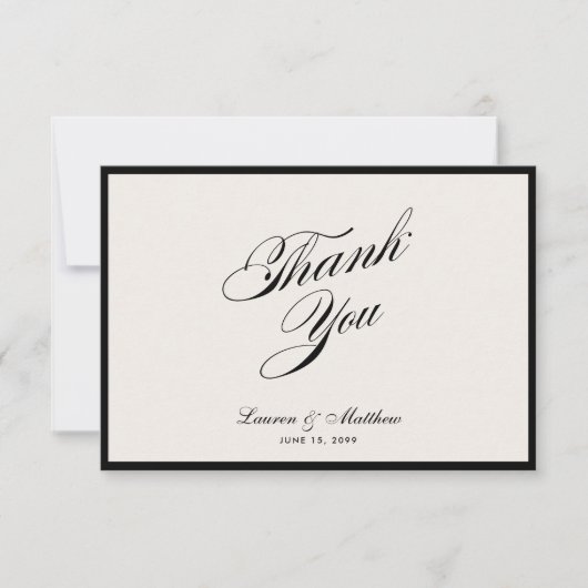 Invitation Modern Black Border Ivory Wedding Thank You Card (Devant)