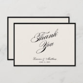 Invitation Modern Black Border Ivory Wedding Thank You Card (Devant / Derrière)