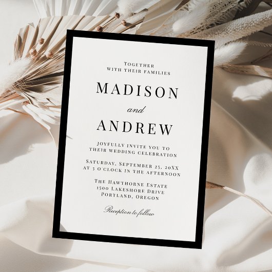 Invitation Modern Black Border Wedding