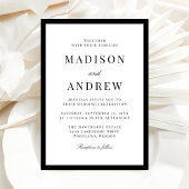 Invitation Modern Black Border Wedding