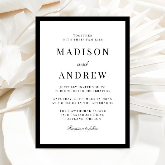 Invitation Modern Black Border Wedding