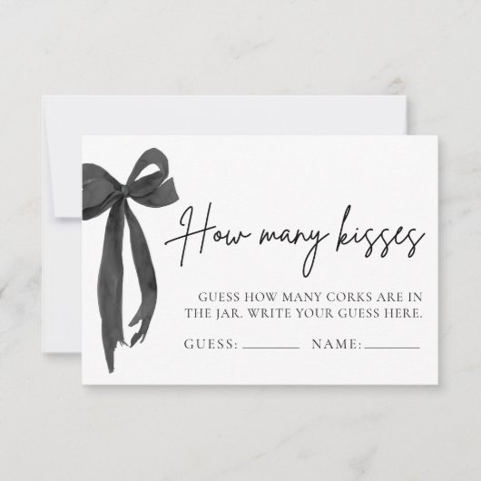 Invitation Modern Black Bow Devine Combien De Baisers Jeu Bil (Devant)