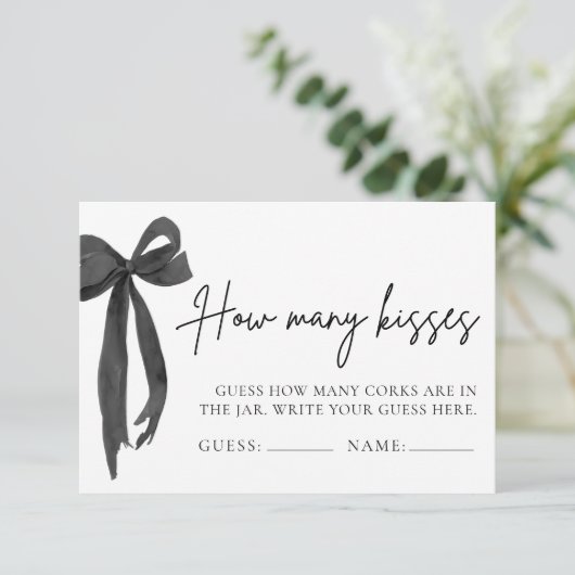 Invitation Modern Black Bow Devine Combien De Baisers Jeu Bil (Debout devant)