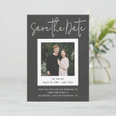 Invitation Modern Black Custom Engagement Photo Save the Date (Debout devant)