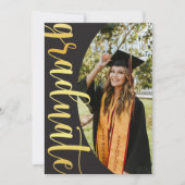 Invitation Modern Black Gold 4 Photo Graduation Announcement (Devant)