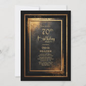 Invitation Modern Black Gold 70th Birthday Party (Devant)