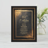 Invitation Modern Black Gold 85th Birthday Party (Debout devant)