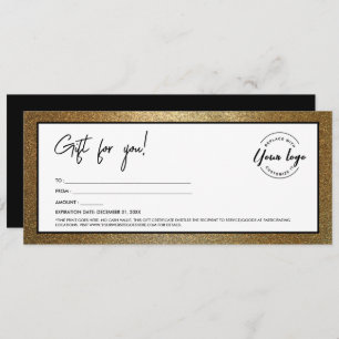 Invitation Modern Black Gold Ajouter Logo Certificat cadeau