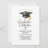Invitation Modern Black & Gold Calligraphy Graduation Party  (Devant)