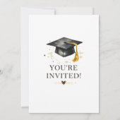 Invitation Modern Black & Gold Calligraphy Graduation Party  (Dos)