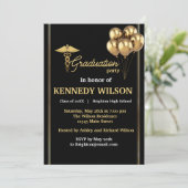 Invitation Modern Black Gold Graduation Party 2026 (Debout devant)
