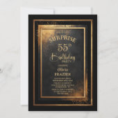 Invitation Modern Black Gold Surprise 55th Birthday Party (Devant)