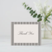 Invitation Modern Black & Ivory Striped Wedding Thank You  (Debout devant)