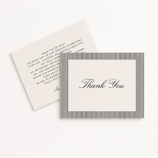 Invitation Modern Black & Ivory Striped Wedding Thank You 