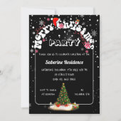 Invitation Modern Black Merry Christmas Graffiti Party (Devant)