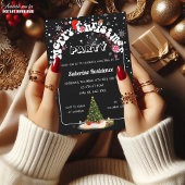 Invitation Modern Black Merry Christmas Graffiti Party