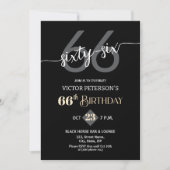 Invitation Modern Black Minimalist Men 66th Birthday Party (Devant)