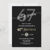 Invitation Modern Black Minimalist Men 67th Birthday Party (Devant)