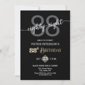 Invitation Modern Black Minimalist Men 88th Birthday Party (Devant)