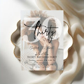 Invitation Modern Black Minimalist Thirty 30th Birthday Party