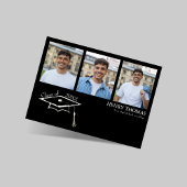 Invitation Modern Black Multi Photo Graduation Announcement