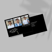 Invitation Modern Black Multi Photo Graduation Announcement