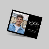 Invitation Modern Black Photo Graduation Party Card