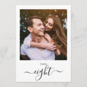 Invitation Modern Black Script Photo Eight Table Number (Dos)