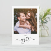 Invitation Modern Black Script Photo Eight Table Number (Debout devant)